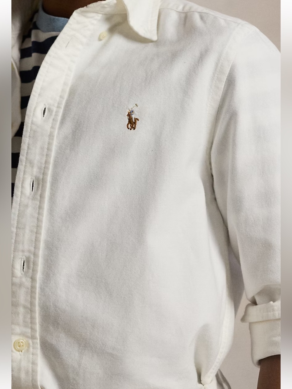 Ralph Lauren Boys size 5 White Button-Down Oxford Shirt with Gold Pony Logo